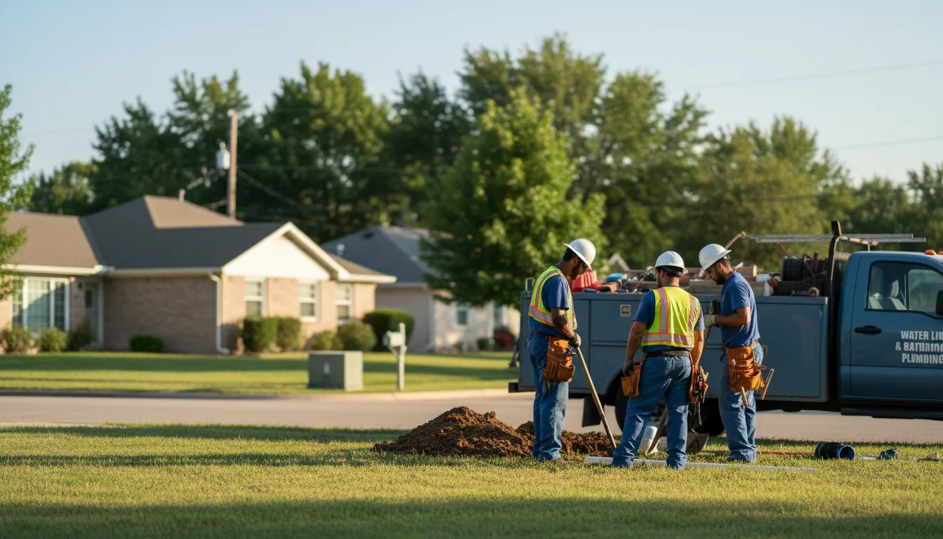 Residential water line and bathroom plumbing service in Denison, KS